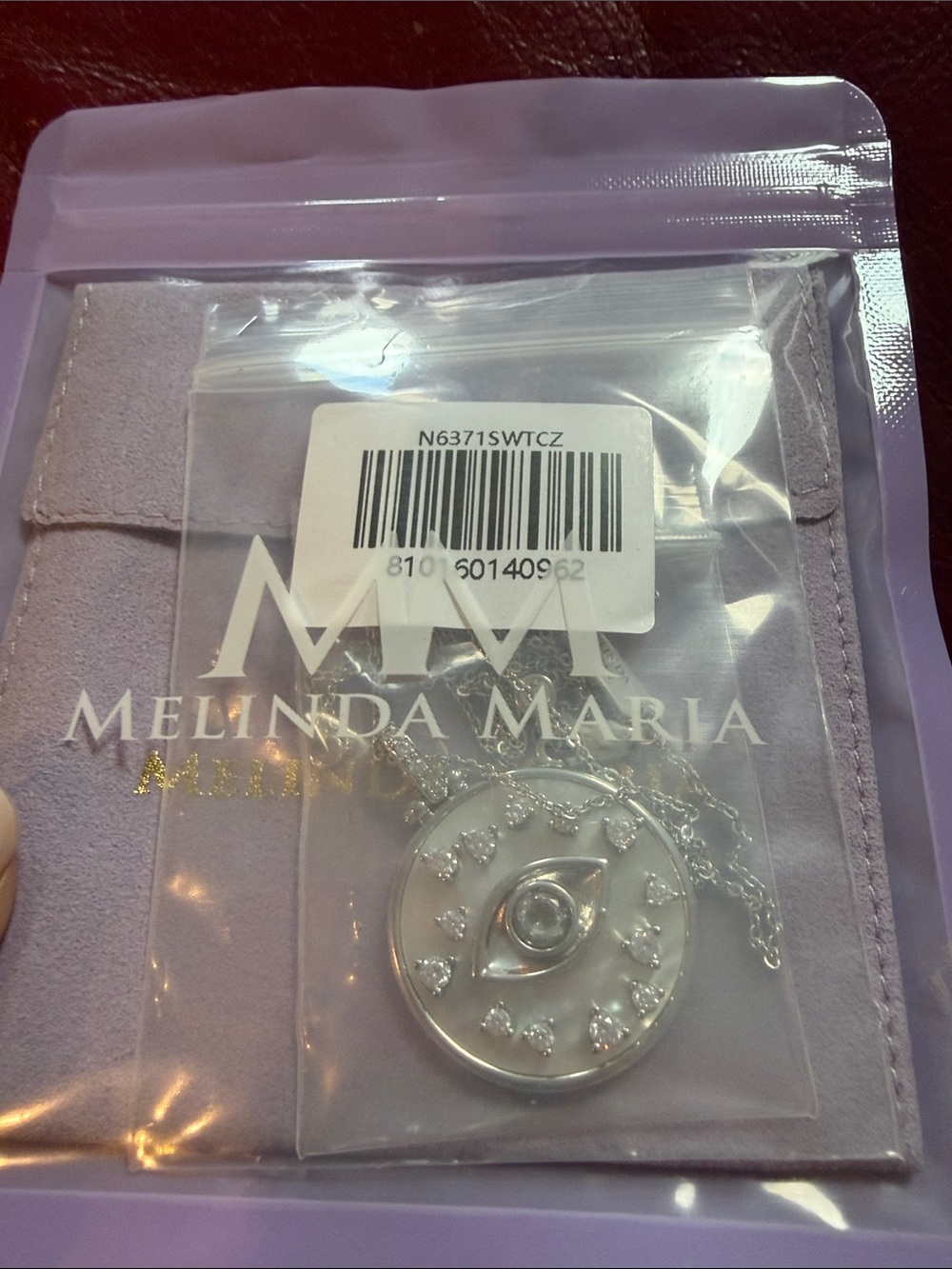 Melinda Maria Silver Evil Eye Disc Medallion Necklace NEW - Picture 6 of 8